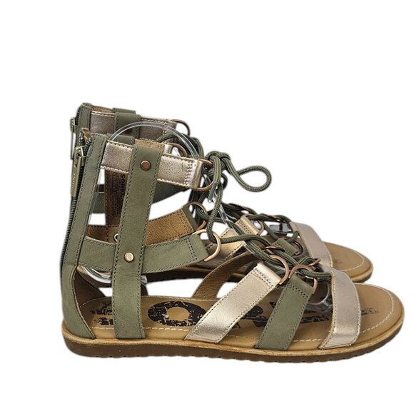 SOREL Womens Ella Lace Up High Top Leather Gladiator Sandals, Rose/Sage, Size 9 - Picture 5 of 9